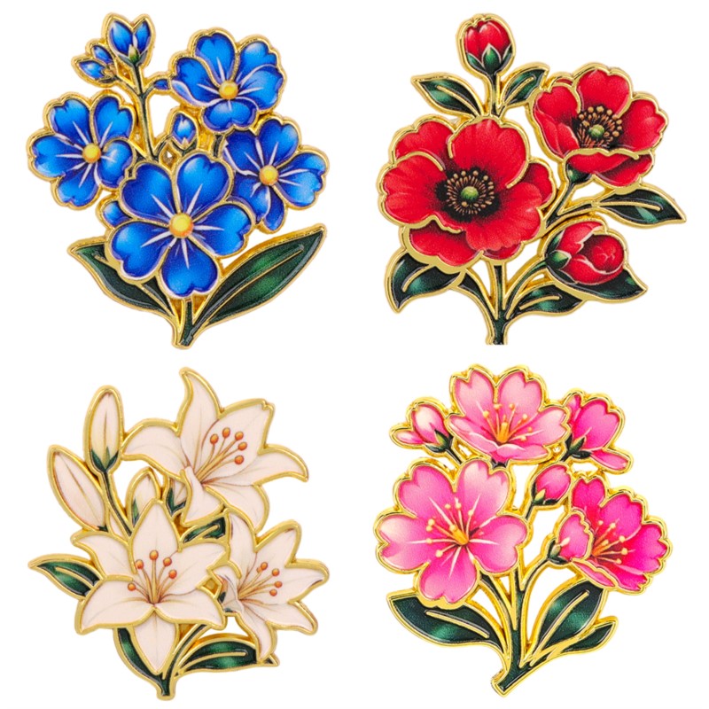 Vintage Tech Accessories - Pin Enamel Bunga Vintage Warna-warni Lucu,