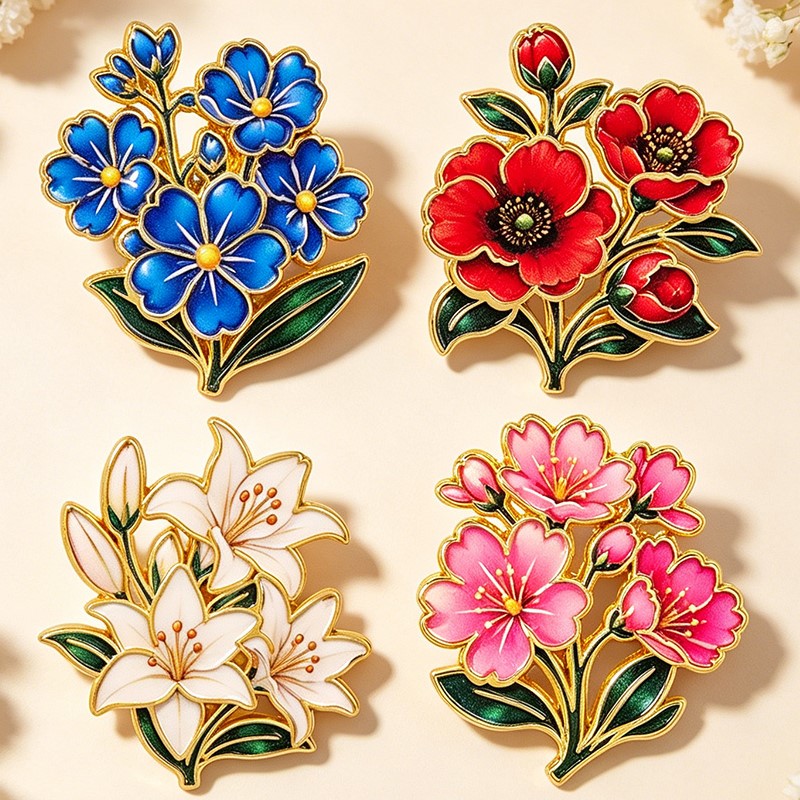 Pin Enamel Bunga Vintage Warna - Vintage Tech Accessories ulasan dan harga