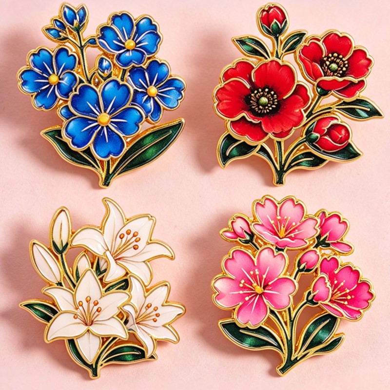 Pin Enamel Bunga Vintage Warna - Vintage Tech Accessories ulasan dan harga