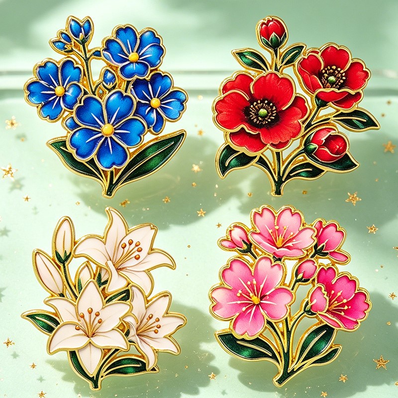 Pin Enamel Bunga Vintage Warna - Vintage Tech Accessories ulasan dan harga